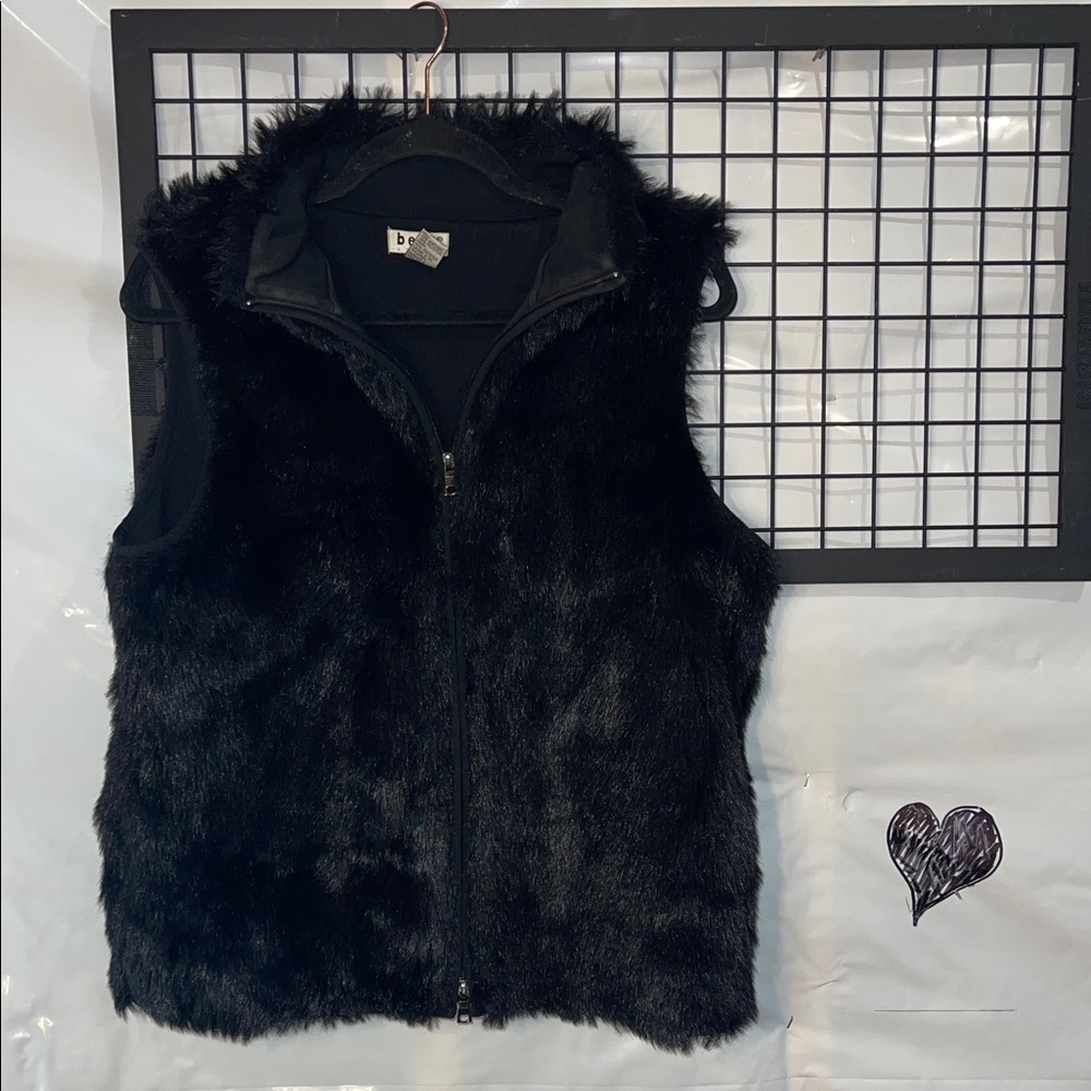 Bebe Black Vest with Faux Fur